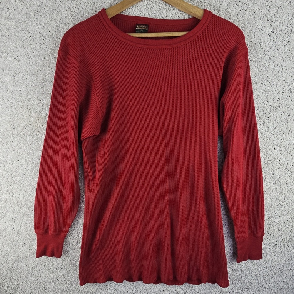 Vintage Greatland Thermal Red Polycotton Waffle Knit Shirt Men's XL 90s Made USA